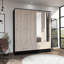 Armoire, six tablettes, deux armoires à deux portes, deux miroirs, deux tiroirs, tringle
