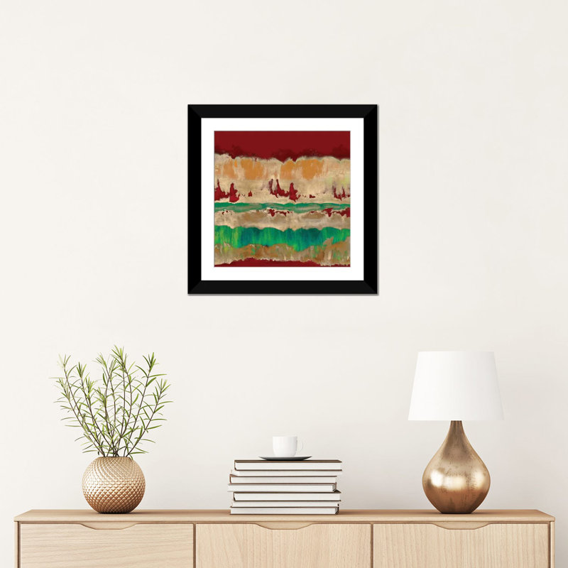 « wholeheartedly », reproduction d’art sur toile tendue en rouge, H 16 po x l 16 po x P 1 po, Papier d'art encadré noir
