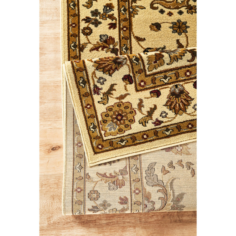 Tapis crème en polypropylène synthétique, 5 pi 3 po By 7 In., Crée un tapis d'ambiance avec un motif traditionnel, invitant n'importe quelle pièce