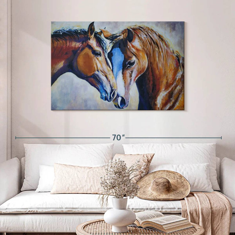 Two Affectionate Horses, 30" H x 45" W