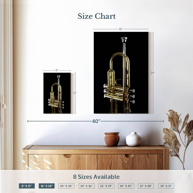 Abarca Old Brass Trumpet, 12" H x 8" W