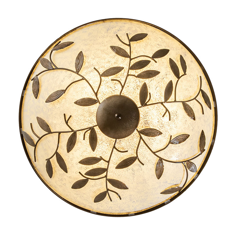 3 - Light Flush Mount, Antique Hammered Gold