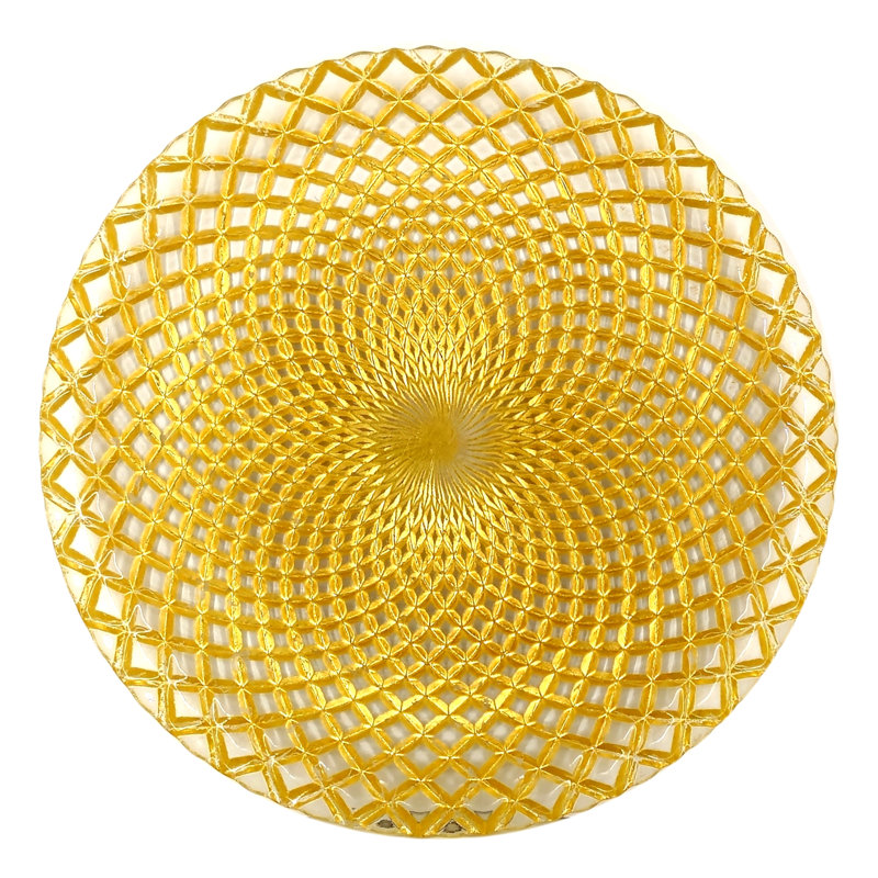 Assiette plate en verre doré Pina, Or