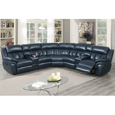 Davyen Faux Leather Power Reclining Sectional Symmetrical