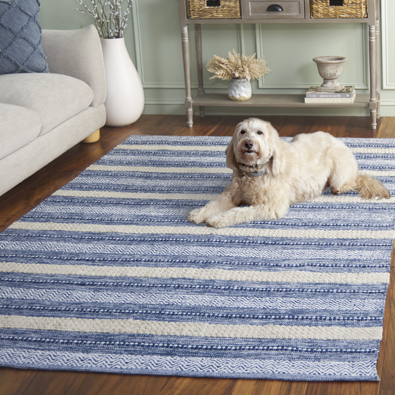 Tapis bleu marine / ivoire Lynndyl 976, Rectangle de 5 pi x 8 pi