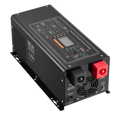 Pure Sine Wave Inverter Charger, 2000 Watt, DC 12V to AC 120V Power Inverter with LCD Display, Remote Control, Solar Inverter for Off-Grid Solar RV Boat Home, Compatible with Various Batteries