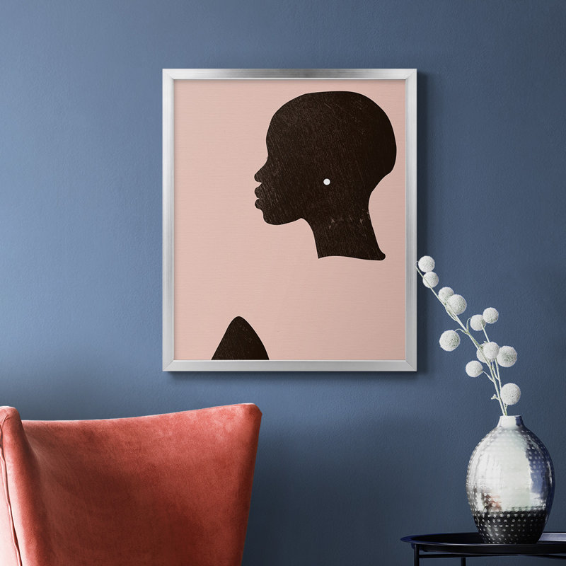 «Pink Silhouette I», toile encadrée de qualité supérieure - prête à être accrochée, Argent, H 24 po x l 20 po