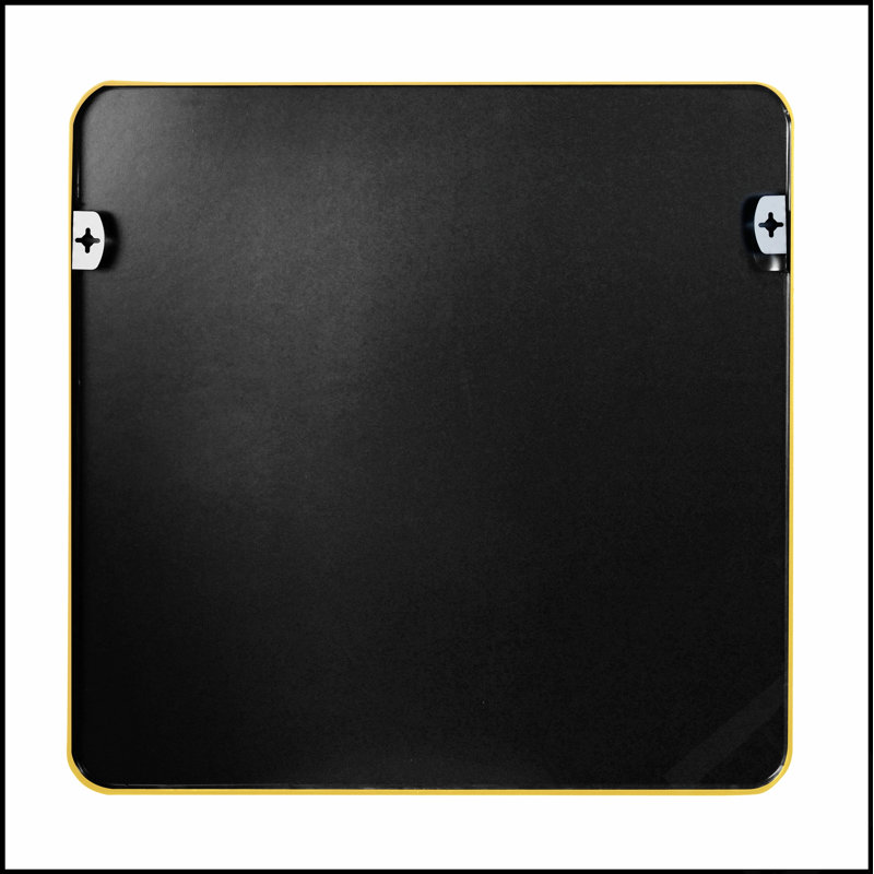 Miroir de salle de bain carré en métal avec cadre en métal, 30 po x 30 po, verre HD de haute qualité avec film incassable et installation facile