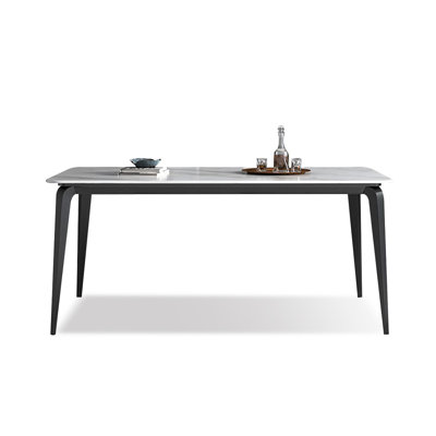 Black Rectangular Sintered Stone + Carbon Steel Dining Table