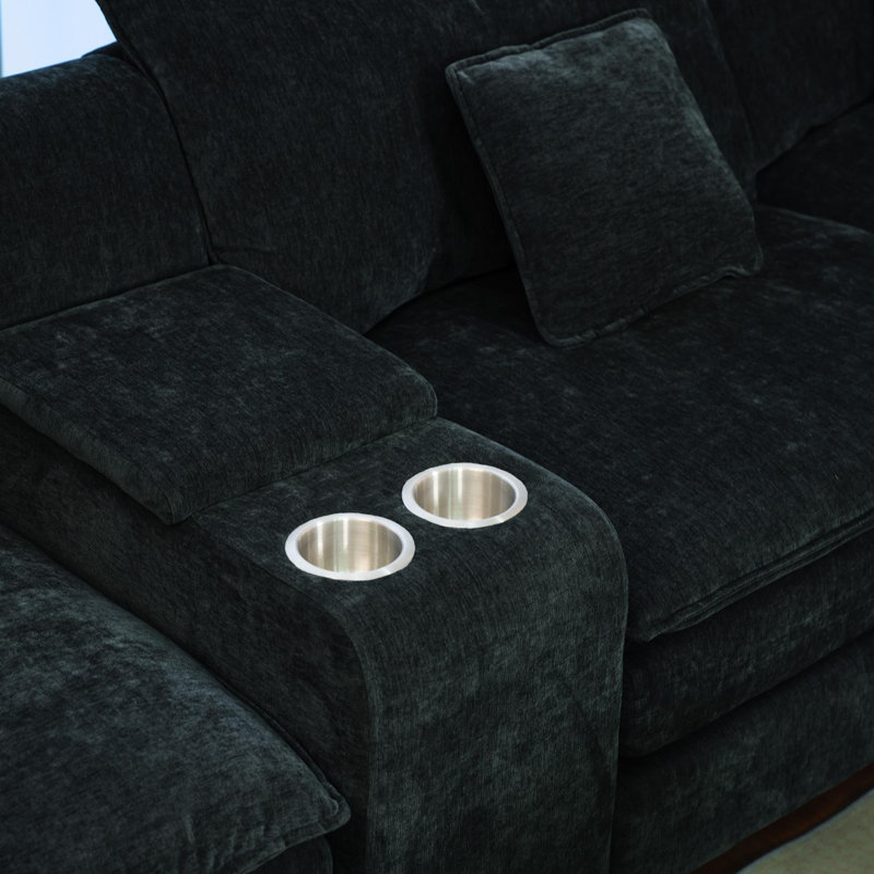 Canapé modulaire en U Boneless, Mélange de polyester noir