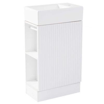 Meuble-lavabo 18,6 po avec lavabo, meuble-lavabo avec tablette à deux niveaux, orienté vers la gauche ou vers la droite