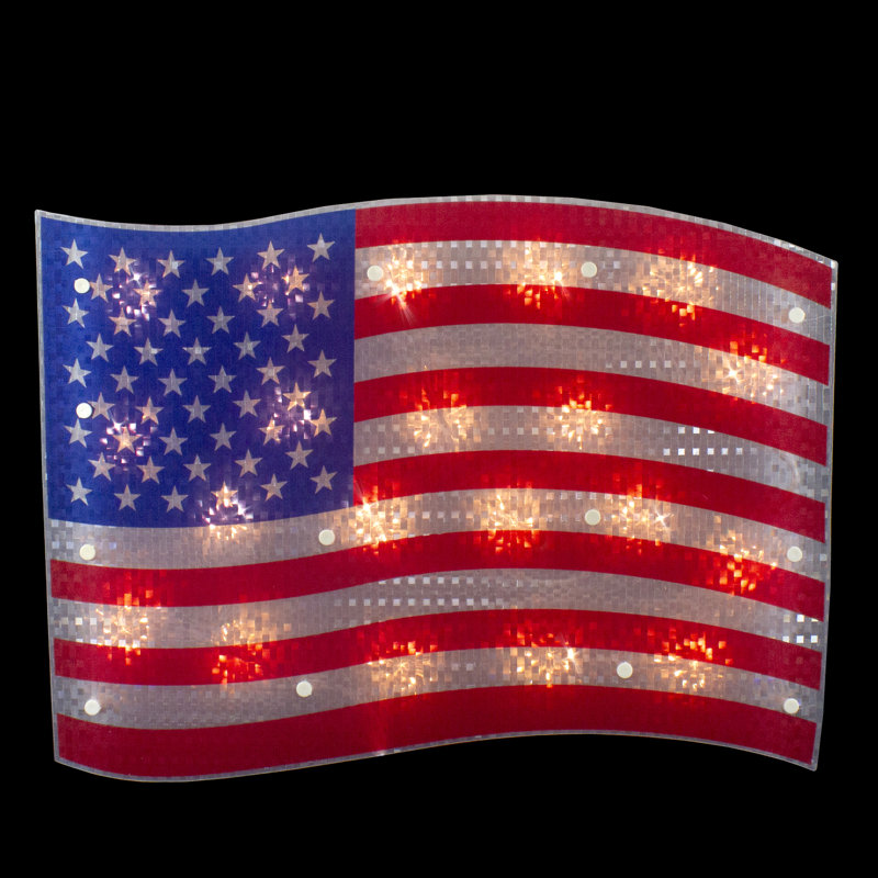 Décoration de fenêtre 17 "holographique rouge et blanche avec drapeau américain
