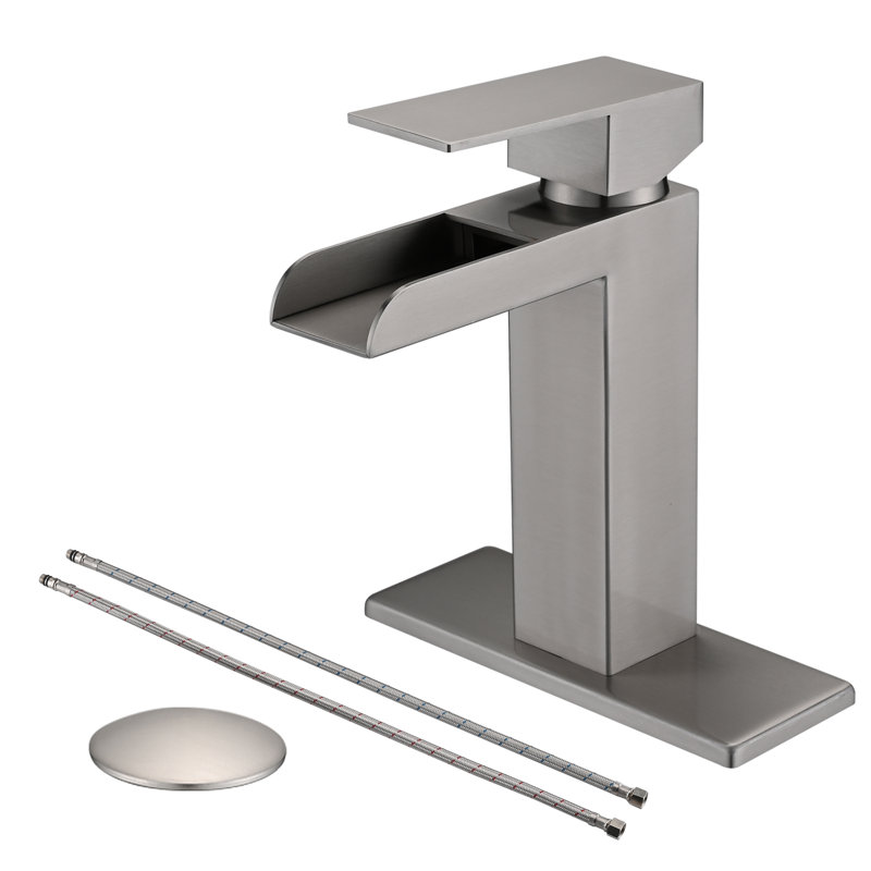 Single-handle Bathroom Faucet with Drain Assembly, Brushed Nickel