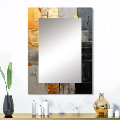 Or gris, géométrie brillante I - miroir mural décoratif abstrait, collage