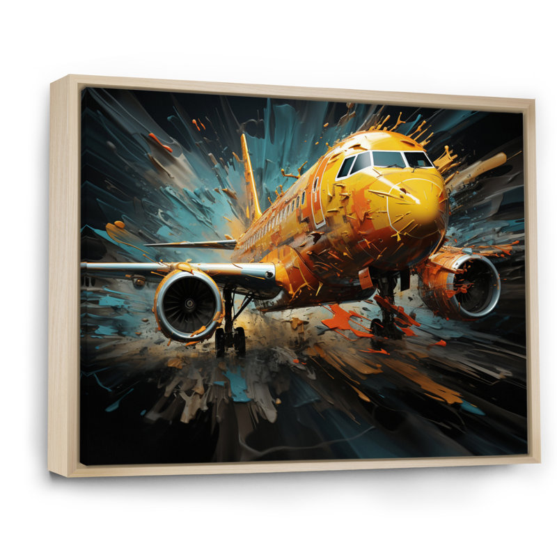 Plane Abstracted Velocity - Transportation Wall Decor, H 16 po x l 32 po x P 1 po, Cadre naturel flottant