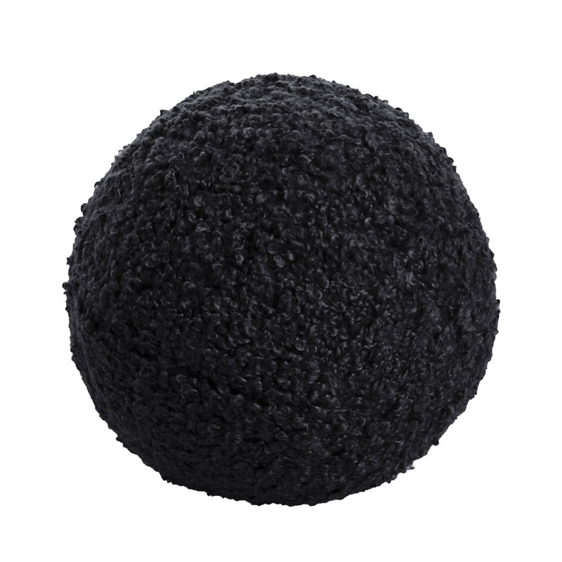 French Boucle Poodle Velvet Reversible Throw Pillow, 12"H x 12"W, Black