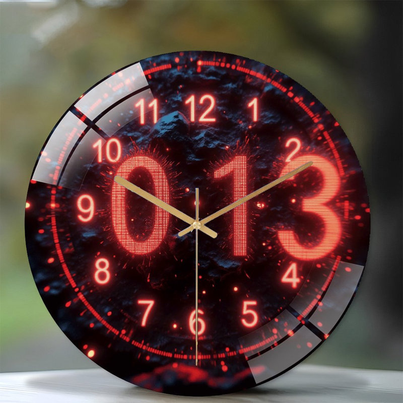 Horloge murale moderne en verre sans fil 12 pouces pour amateurs de musique
