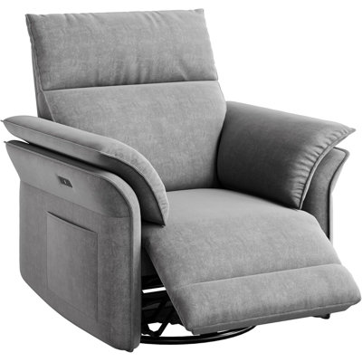 Power Recliner Glider Chair with Swivel & Rocking, Adjustable Recline, USB Port & Chenille Fabric for Living Room
