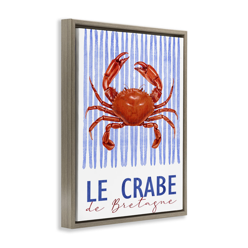 Cadre flottant Le Crabe, par Kim Allen, Montalcino orme flottant encadré, H 31 po x l 25 po