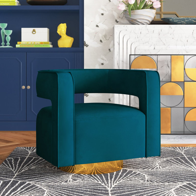 Aysha Velvet Swivel Accent Chair, Teal Velvet