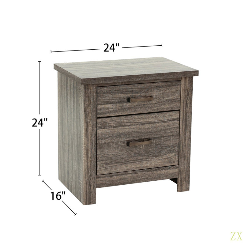 Table de chevet 2 tiroirs en bois