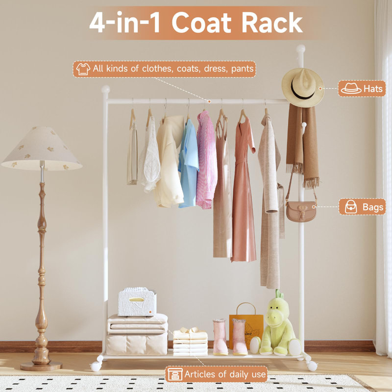105cm Rolling Clothing Rack, White