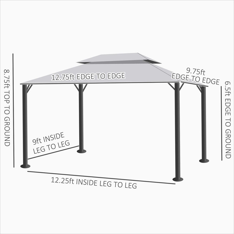 Outsunny 10' X 13' Patio Gazebo, Outdoor Gazebo Canopy Shelter With Netting And Curtains, Aluminum Frame For Garden, Lawn, Backyard And Deck