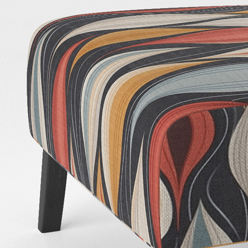Retro AbstractáLeaves II - Velvet Upholstered Contemporary Slipper Chair, Geometric Abstract Accent Chair