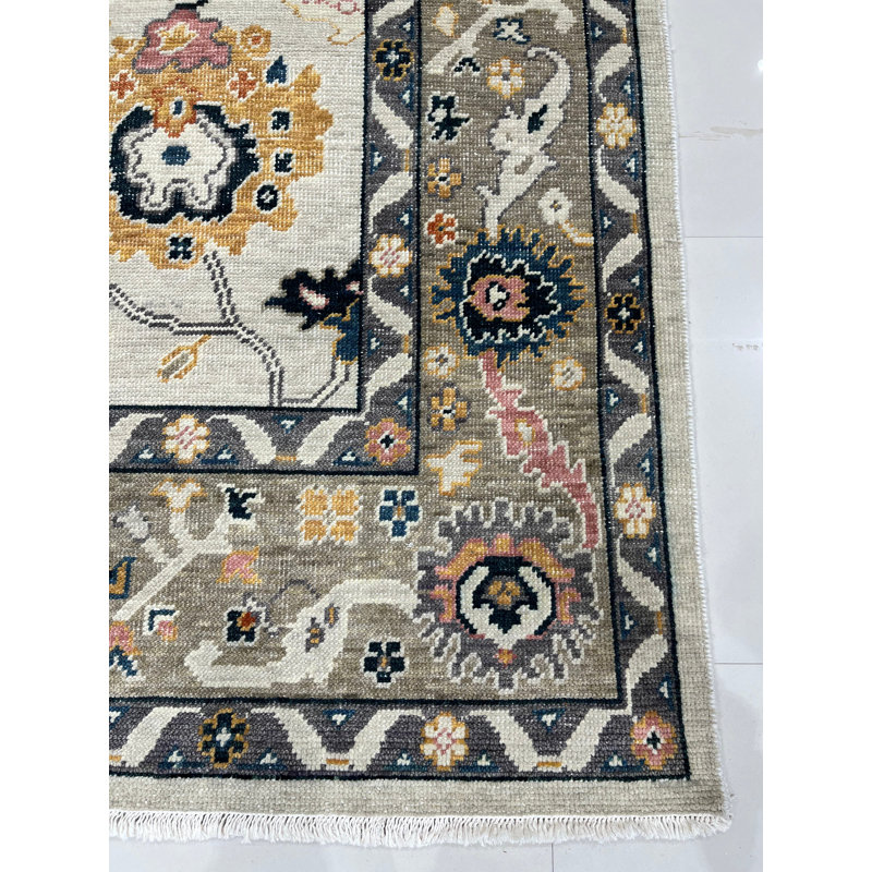 Beige Hand Knotted Wool Rug Oriental Classic Area Rug