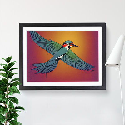 Hypnotic Kingfisher Bird 1 Piece Single Picture Frame Wall Art