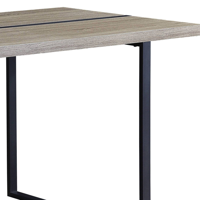 Table rectangulaire en chêne gris et noir, pieds en métal, options de rangement efficaces et table noire, pratique à construire