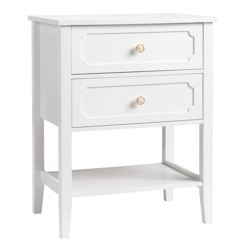 Hicran Solid Wood Nightstand, White