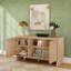 Meuble télé / buffet moderne 2 portes avec tablette centrale (59 x 16 x 30 po), blond-1713719160-1713719108