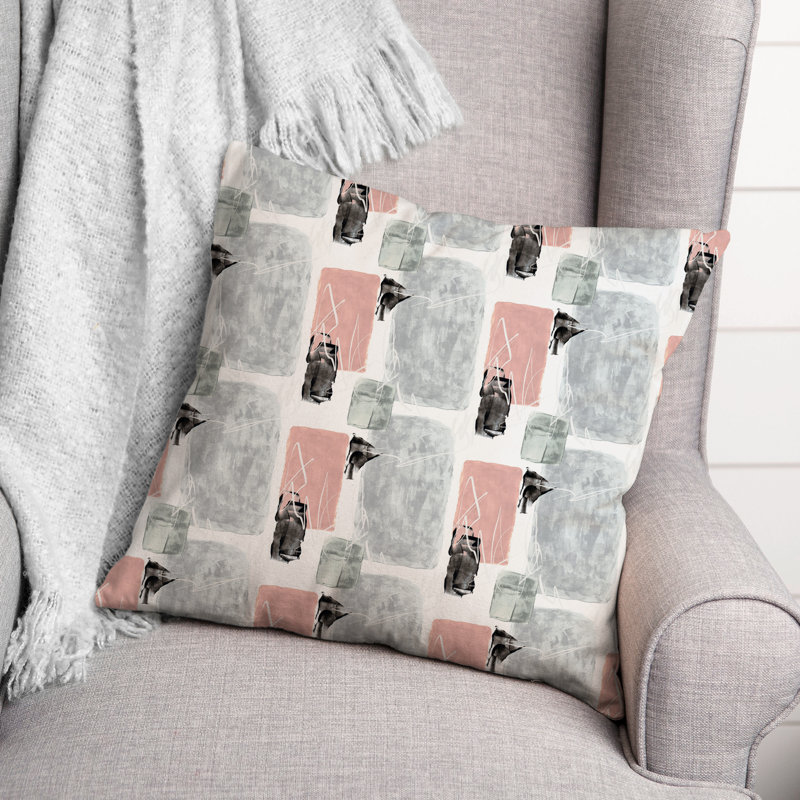 Abstract Spun Polyester Throw Pillow