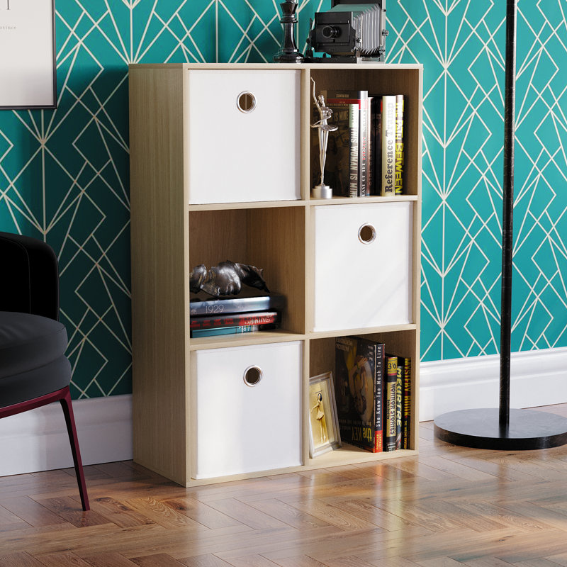 Herlind 96.5cm H x 64.5cm W Cube Bookcase, Beige/White