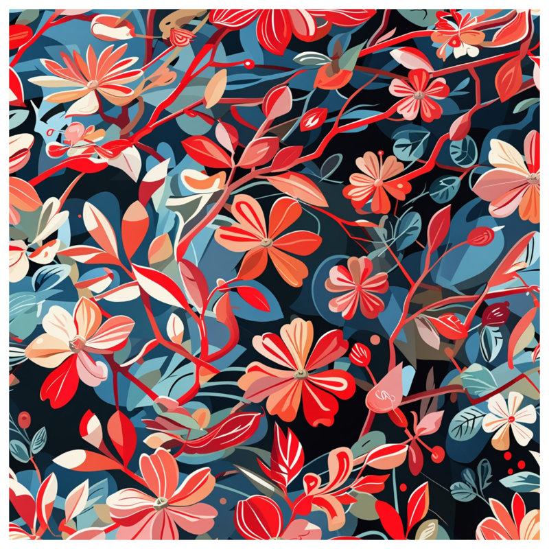 Coussins décoratifs Vibrant Floral Illustration, 14 X 14 pouces