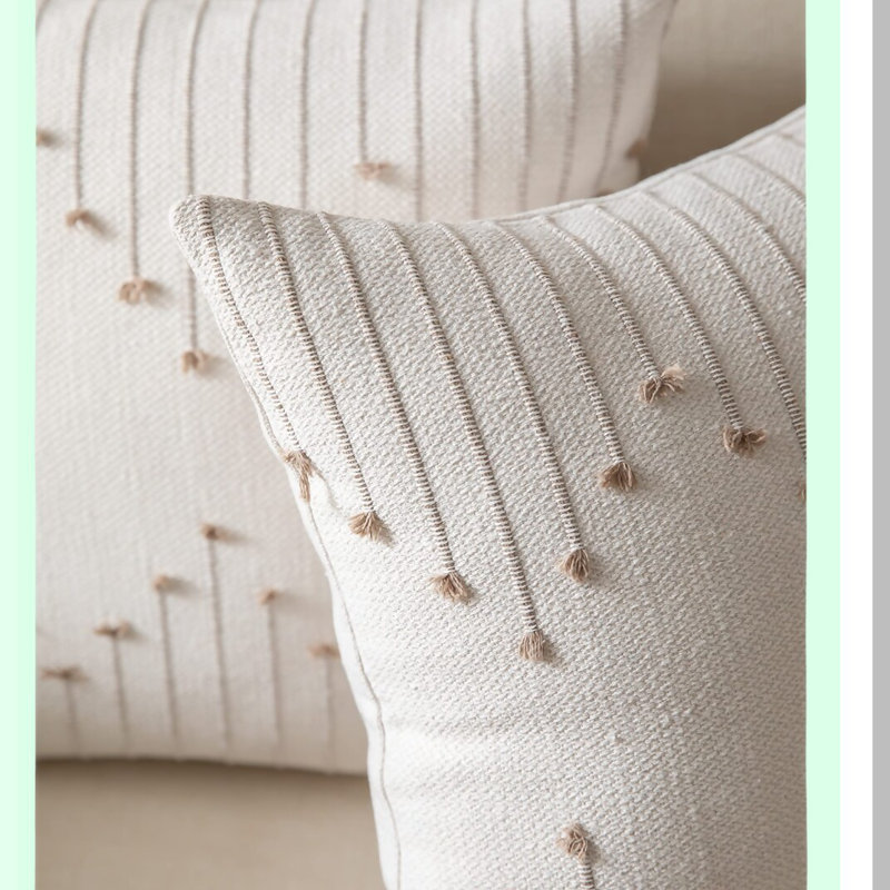 Neutral Line Farmhouse Pillow Covers - Set of 2 Decorative Throw Pillows for Bed, Couch, Sofa & Outdoor Living Room Décor