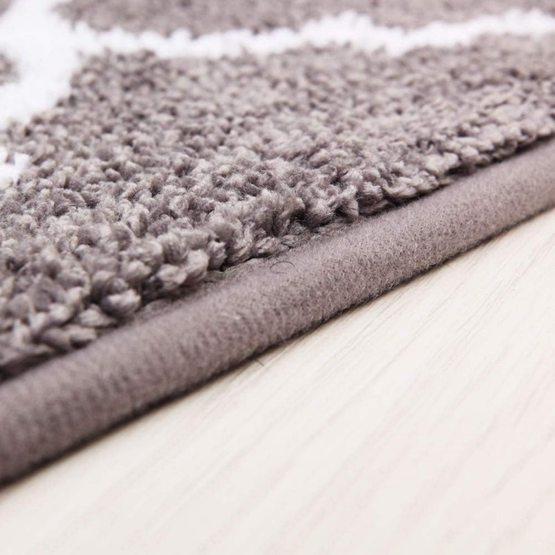 Moroccan Pattern Grey Non-Slip Kitchen Rugs Machine Washable Kitchen Floor Mat 2 Pieces