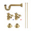 KC7067BX Kingston Brass English Country Two-Handle 3-Hole Deck Mount Widespread Bathroom Faucet with Brass Pop-Up Drain