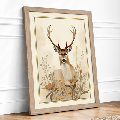 Woodland Deer Botanical - Framed Print