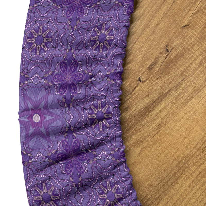 Ambesonne Ethnic Fitted Round Tablecloth Blue Violet Quartz, 67.72" Round