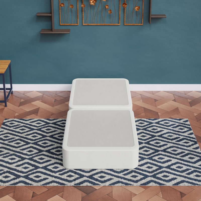 Split Wooden Box Spring / foundation for Mattress Support, Fully Assembled, Queen, Low Profile (4")