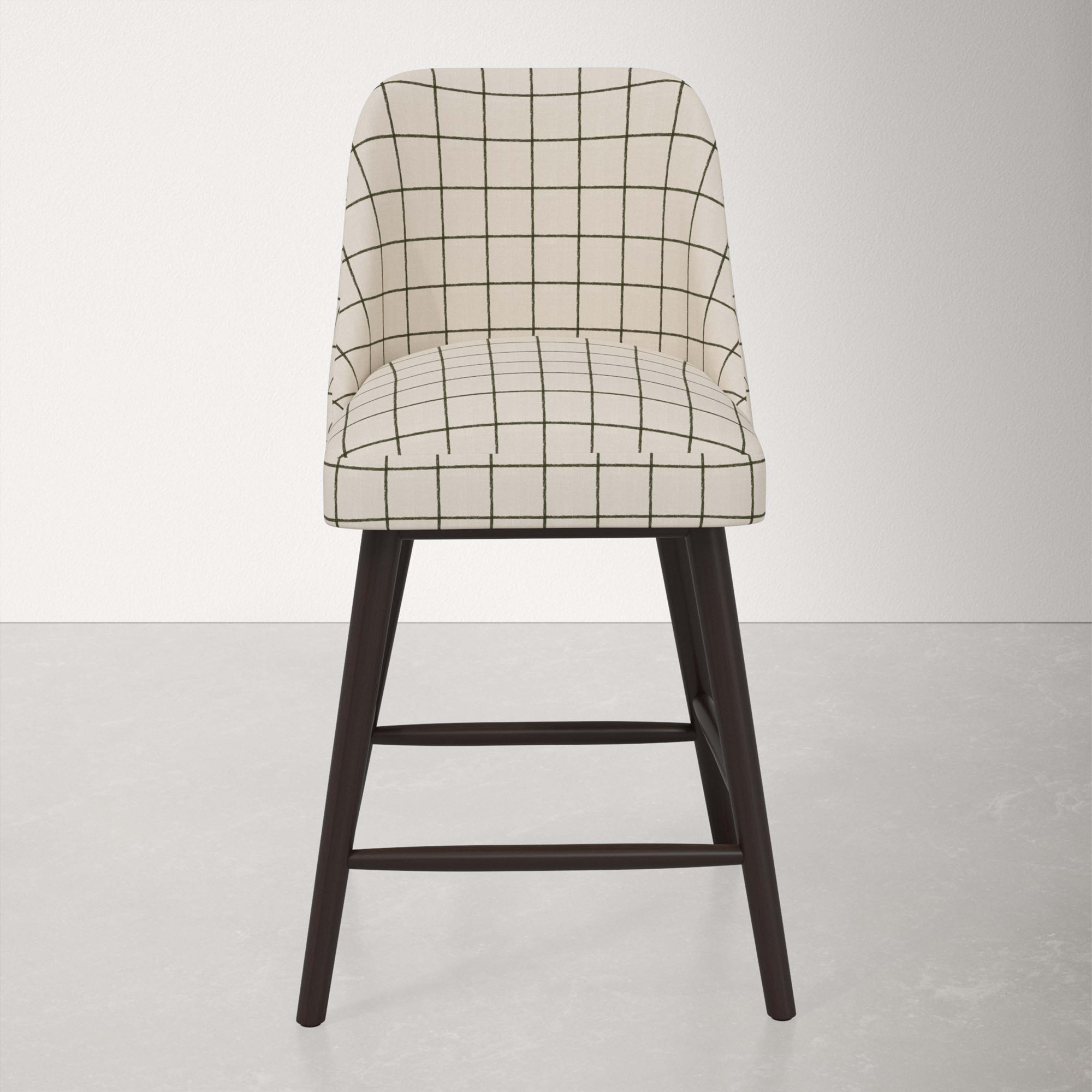 Gallie Bar & Counter Stool, Counter Stool (27” Seat Height), Espresso, Line Tattersall Green