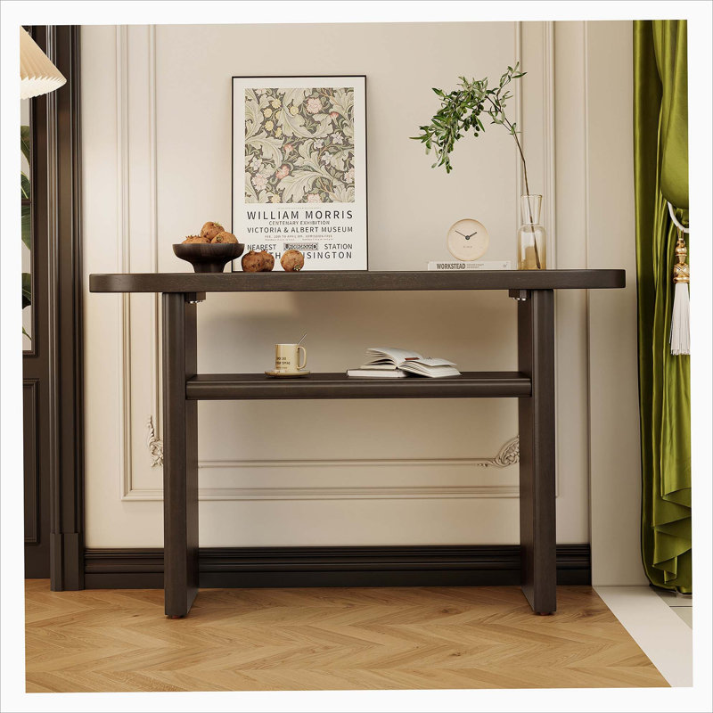 Console avec bords arrondis et tablette robuste, Espresso
