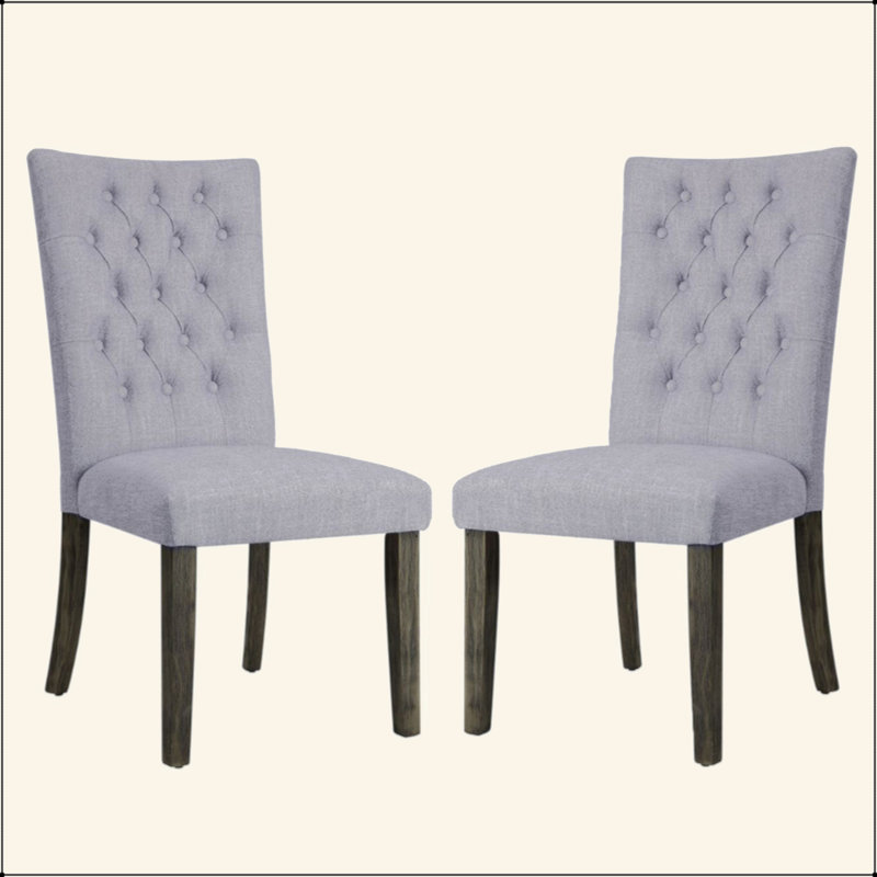 Ensemble de 2 chaises d'appoint rembourrées en lin gris, finition chêne gris
