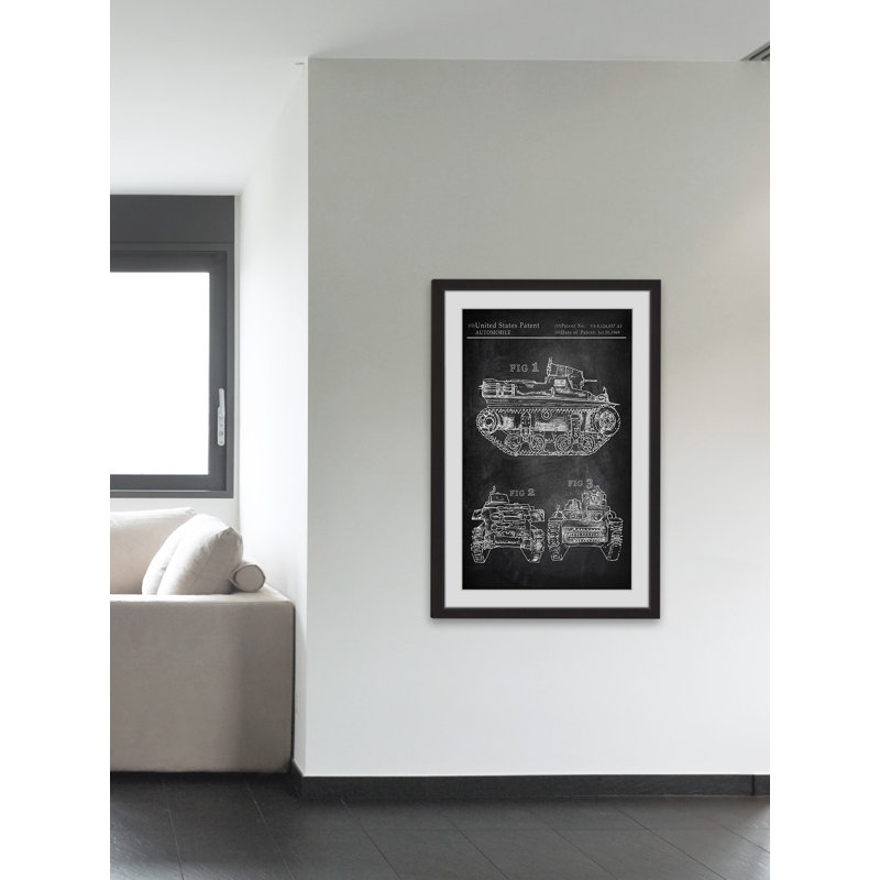 « militaire tank design », reproduction d’art encadrée, H 18 po x l 12 po x P 1,5 po