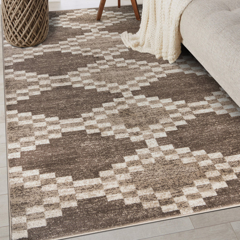 Tapis beige et brun de style sud-ouest, Rectangle 4pi x 6 pi
