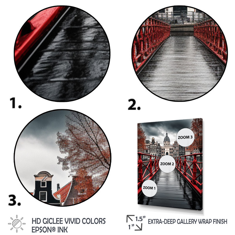 Amsterdam, paysage urbain magnifique I - impression, H 40 po x l 30 po x P 1,5 po, Toile tendue