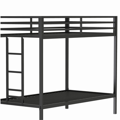 Sturdy Twin Over Twin Bunk Bed Metal Black for Kids and Adult, Twin Over Twin Bunk Bed with Ladder and Guardrails, Easy Climbing, Beds for Bedroom