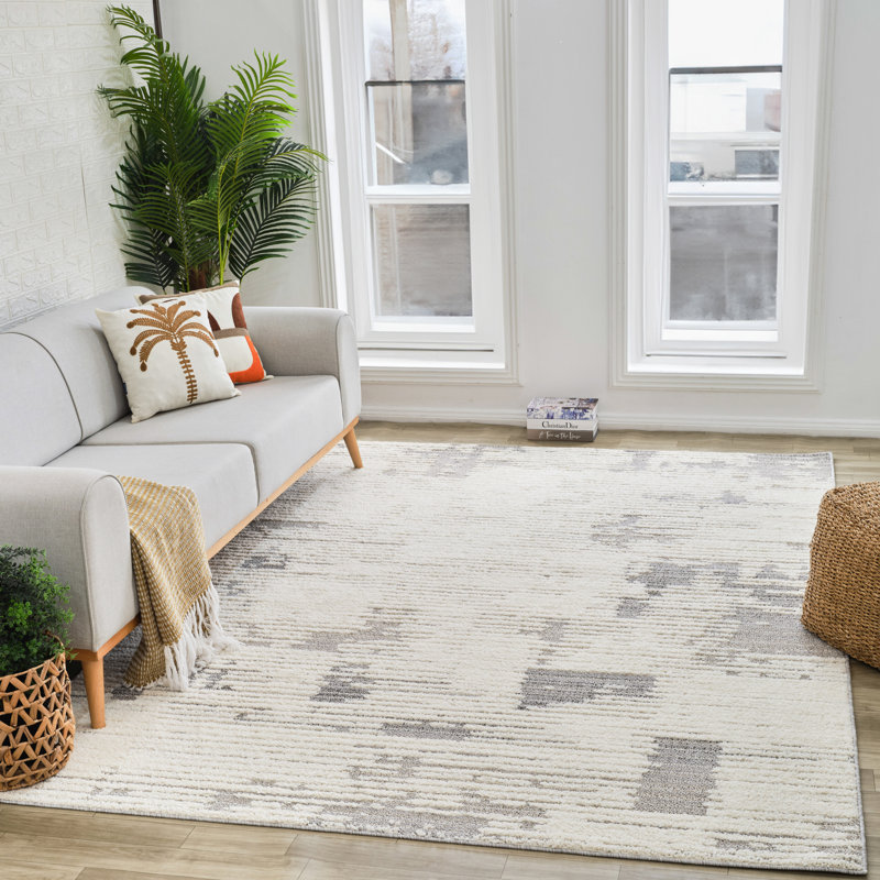 Tapis intérieur gris abstrait., Rectangle 7 pi 10 po x 10 pi 10 po